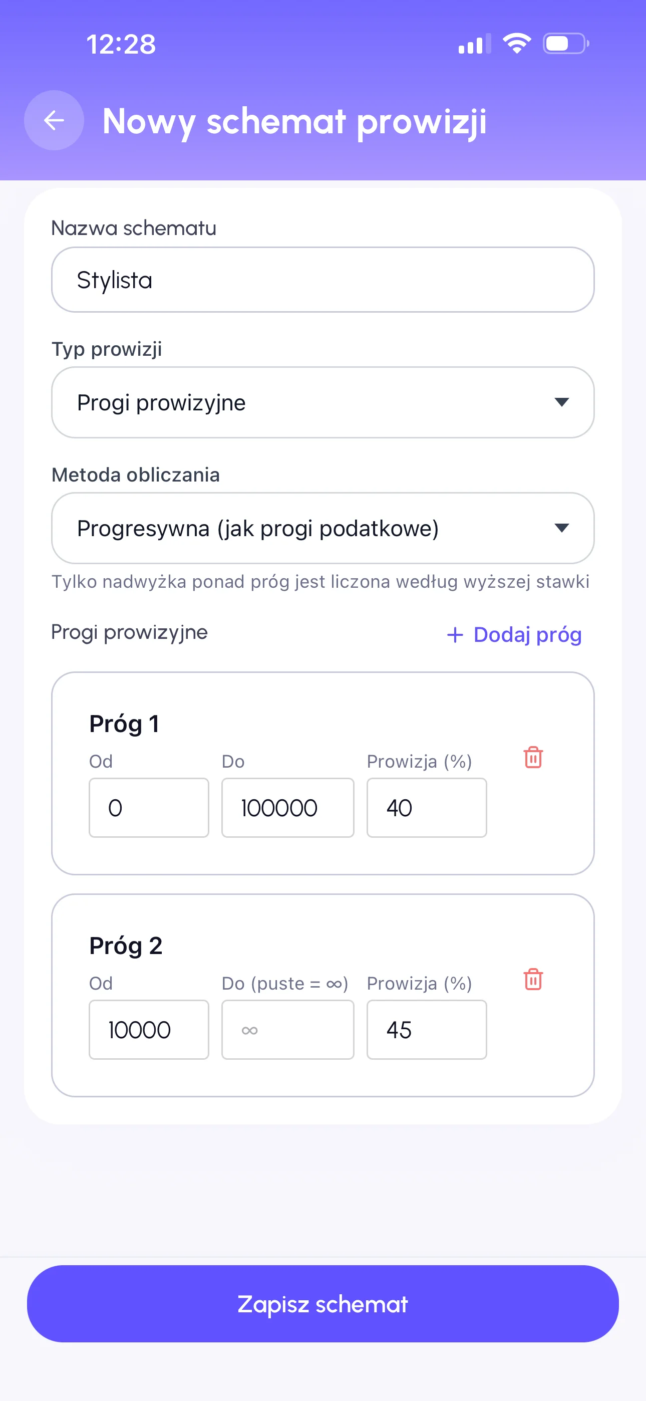 Zaawansowane progi prowizyjne